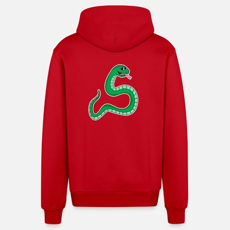 Serpent - Serpent vert - Veste à capuche bio décontractée fabriquée en UE - rouge