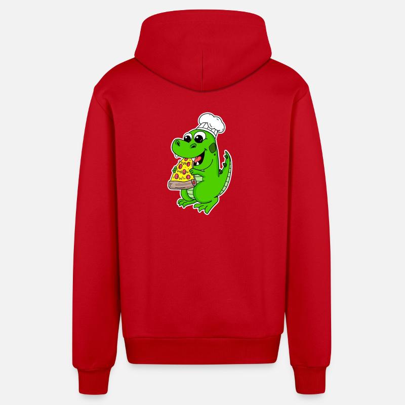 Pizza Dino gourmande - Veste à capuche bio décontractée fabriquée en UE - rouge