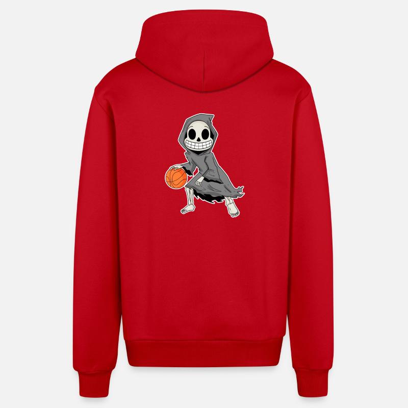 Grim Reaper joue au basket-ball - Veste à capuche bio décontractée fabriquée en UE - rouge