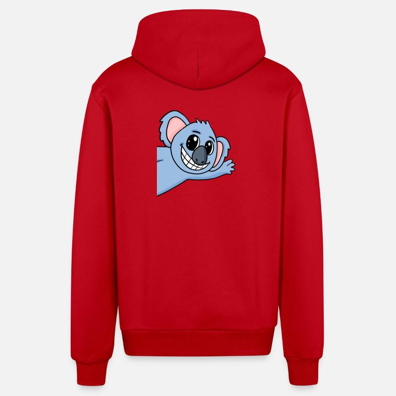 Koala Salutation Salutation Koala Bear - Veste à capuche bio décontractée fabriquée en UE - rouge
