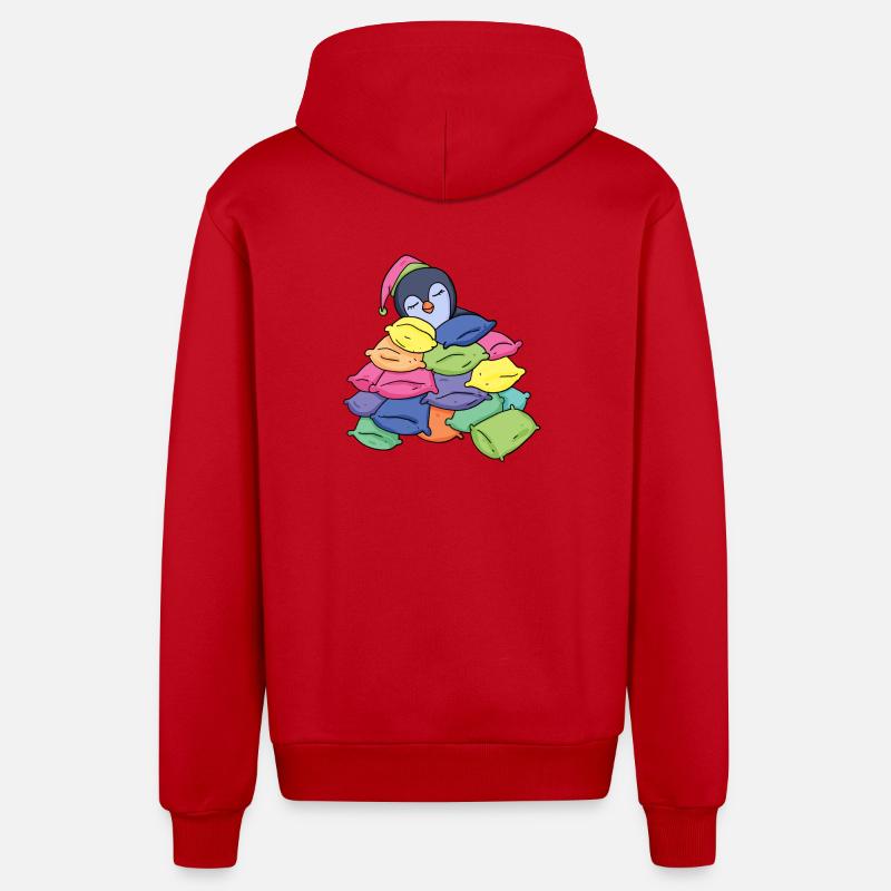Pingouin endormi - Veste à capuche bio décontractée fabriquée en UE - rouge