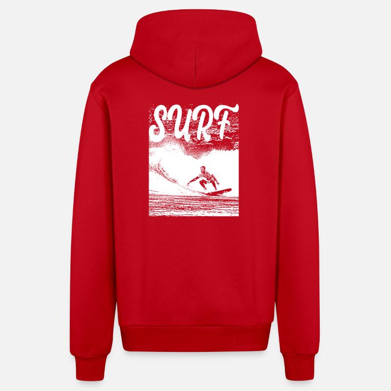 SURF - Veste à capuche bio décontractée fabriquée en UE - rouge