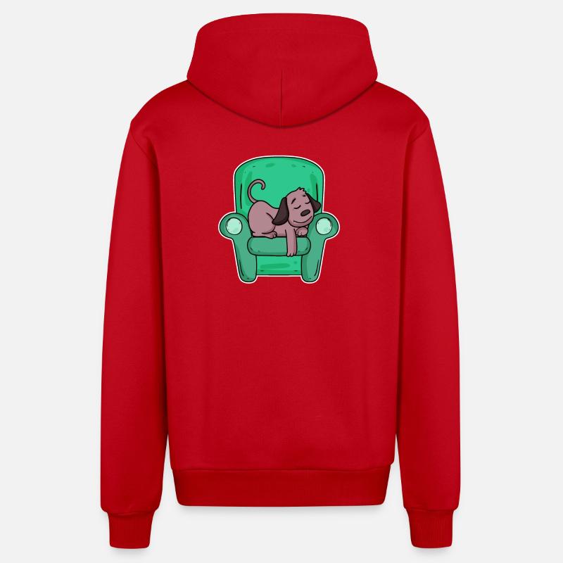 Chien endormi - Veste à capuche bio décontractée fabriquée en UE - rouge