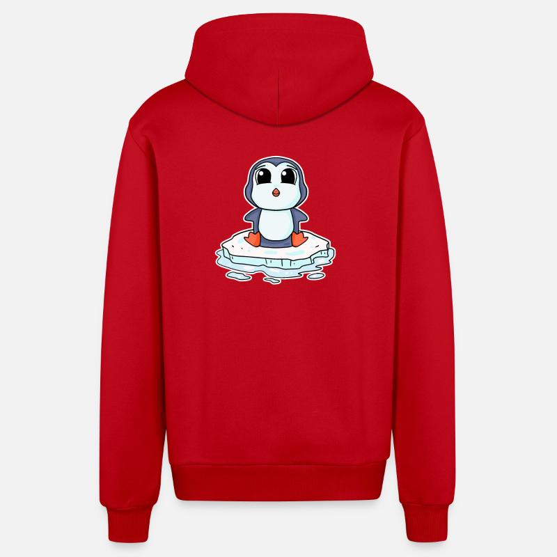 Manchots manchots - Veste à capuche bio décontractée fabriquée en UE - rouge