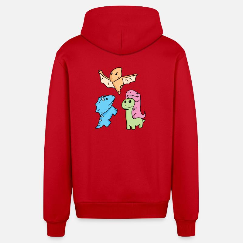 Dinosaure - Veste à capuche bio décontractée fabriquée en UE - rouge