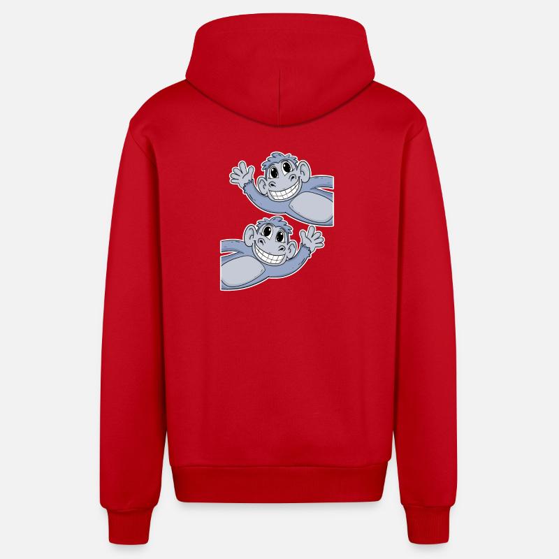 Singe Singe - Veste à capuche bio décontractée fabriquée en UE - rouge
