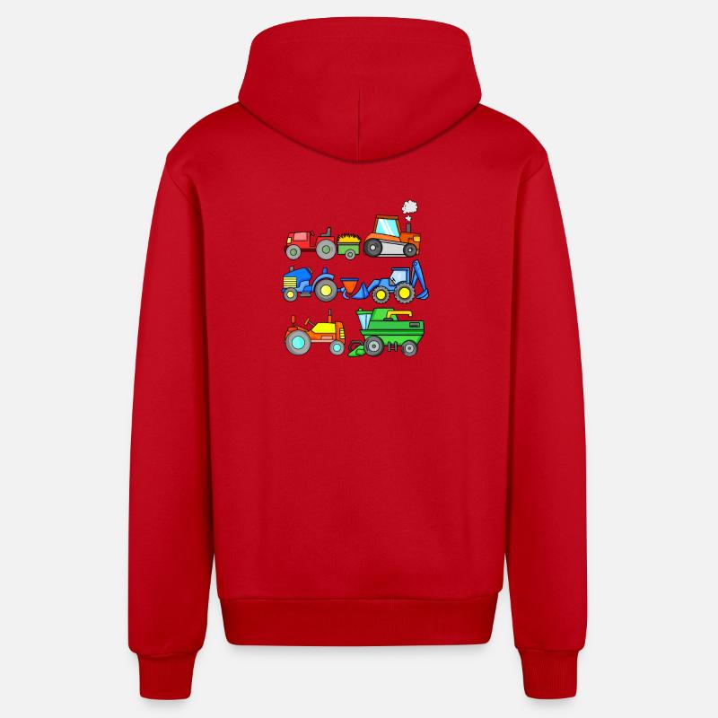 Construction site vehicles - Organic Relaxed Hooded Jacket Made in EU - red