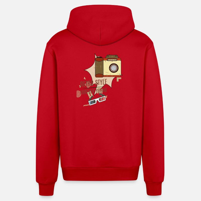 Style rétro - Veste à capuche bio décontractée fabriquée en UE - rouge