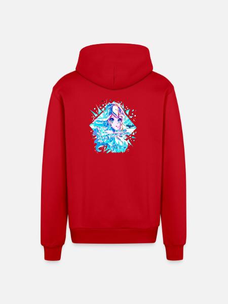 Anime Snow Queen Ice Princess - Organic Relaxed Hooded Jacket Made in EU - red