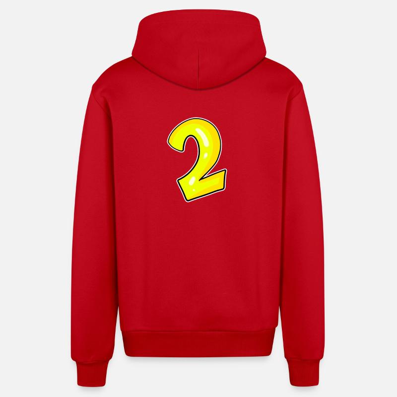 2 - Numéro - Numéro Deux Jaune - Veste à capuche bio décontractée fabriquée en UE - rouge