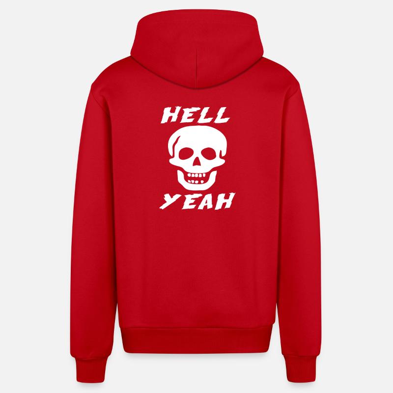Stone Cold skull hell yeah - Organic Relaxed Hooded Jacket Made in EU - red