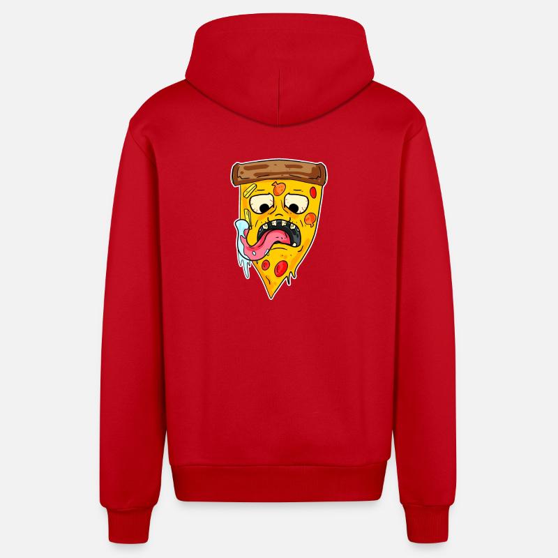 Monstre de pizza - Veste à capuche bio décontractée fabriquée en UE - rouge