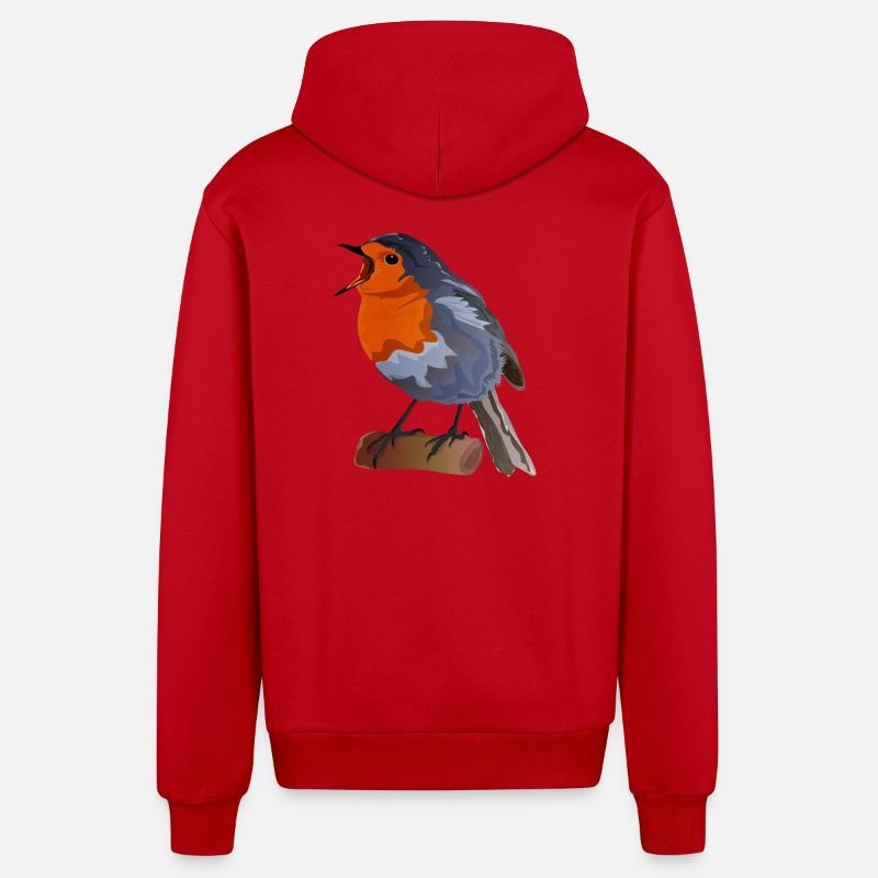 Robin Bird Illustration über Textil - Organic Relaxed Kapuzenjacke Made in EU - Rot