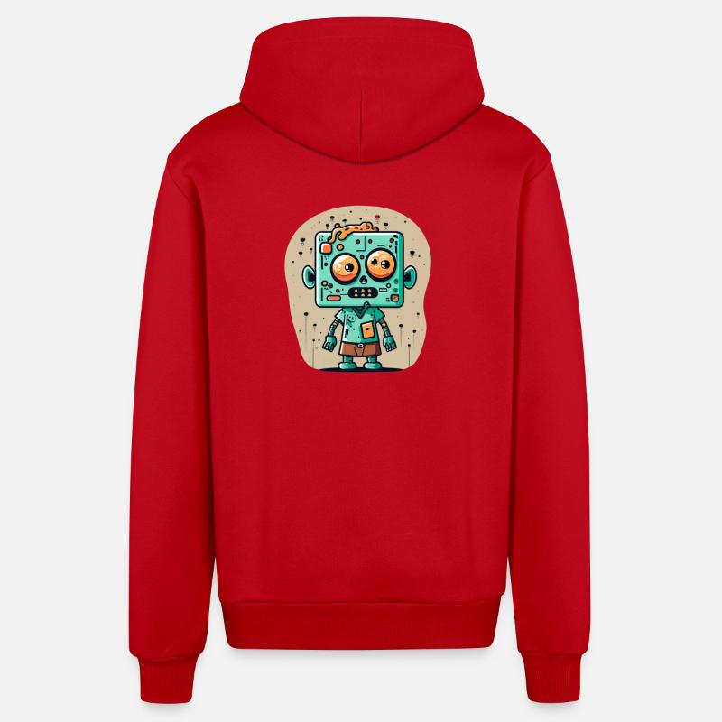 zombie mignon avec une tête carrée - Veste à capuche bio décontractée fabriquée en UE - rouge