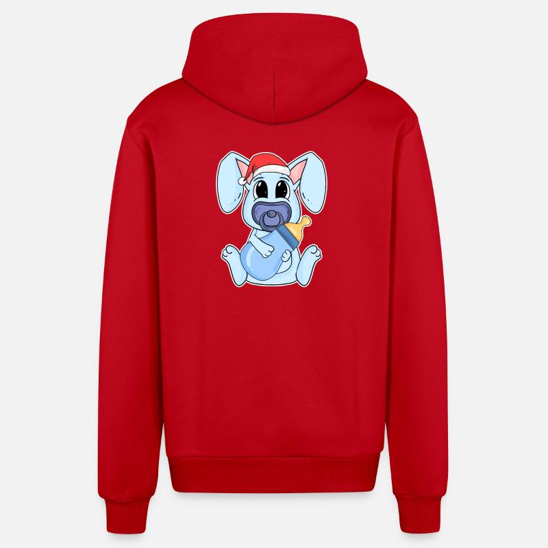 Lapin bébé Noël - Veste à capuche bio décontractée fabriquée en UE - rouge