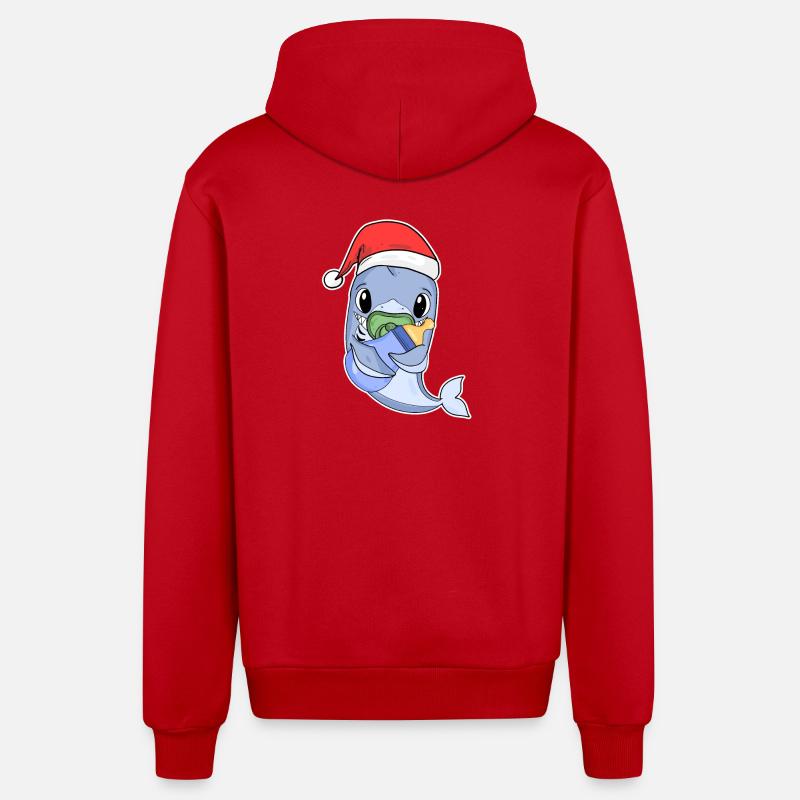 Requin bébé Noël - Veste à capuche bio décontractée fabriquée en UE - rouge