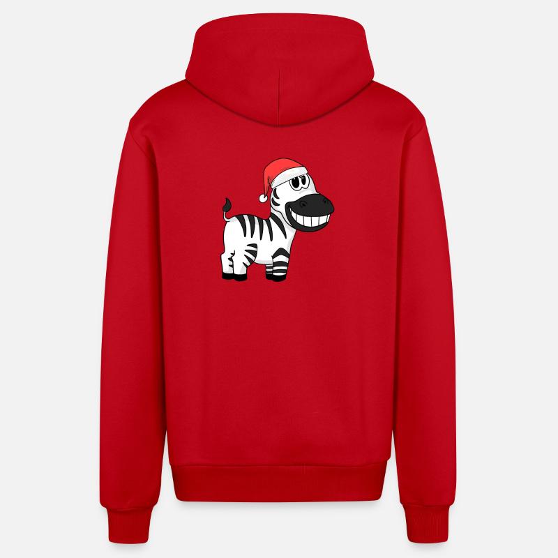 Noël zèbre - Veste à capuche bio décontractée fabriquée en UE - rouge