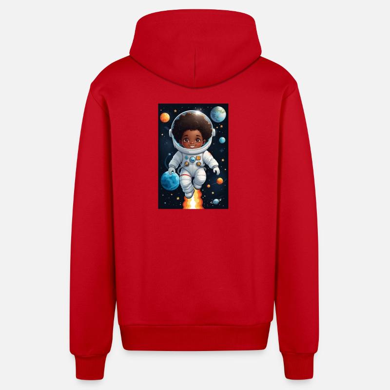 Visage d’enfant aventurier de l’espace - Veste à capuche bio décontractée fabriquée en UE - rouge