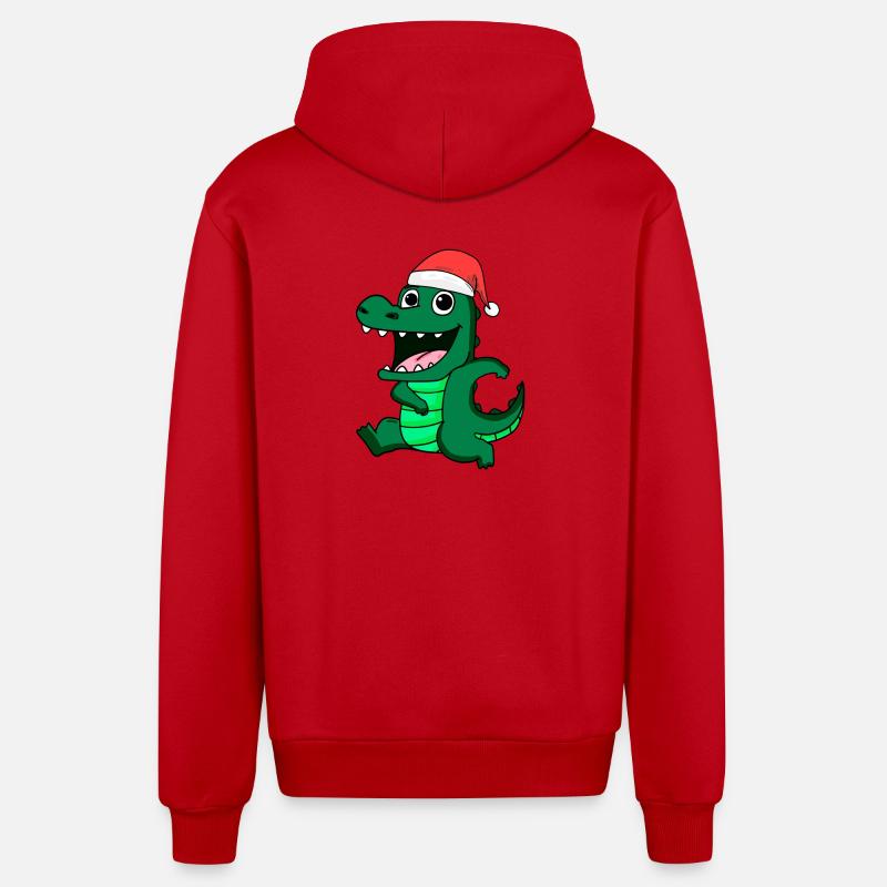 Crocodile Noël - Veste à capuche bio décontractée fabriquée en UE - rouge