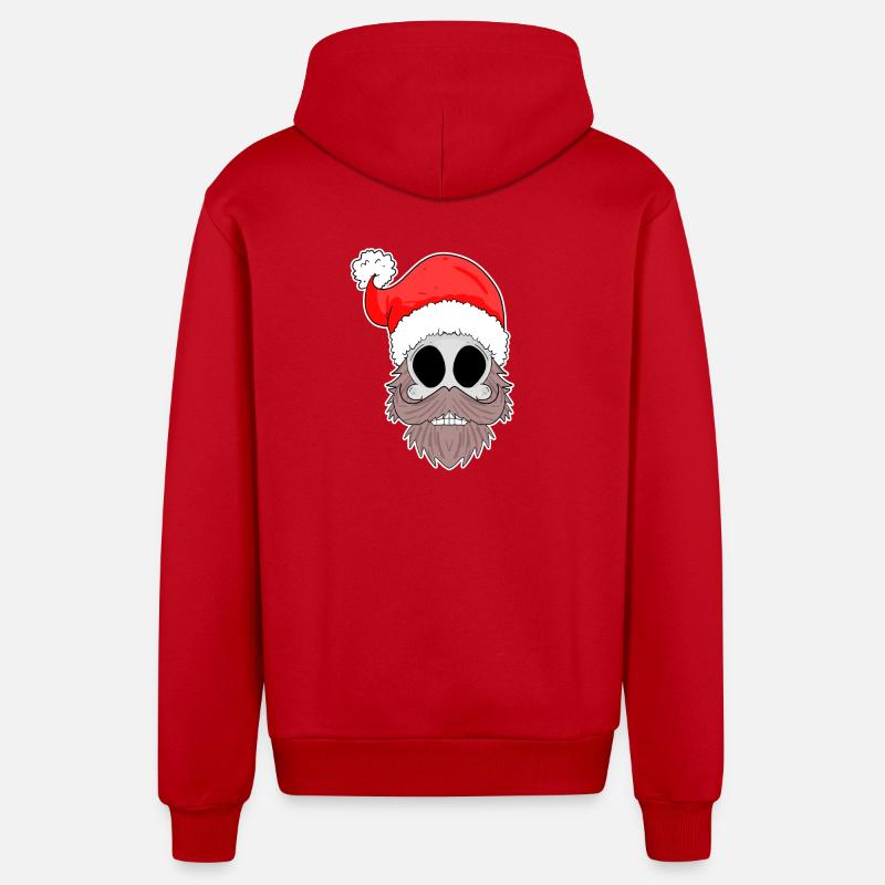 Crâne de Père Noël - Veste à capuche bio décontractée fabriquée en UE - rouge