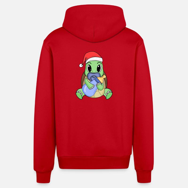 Tortue bébé Noël - Veste à capuche bio décontractée fabriquée en UE - rouge