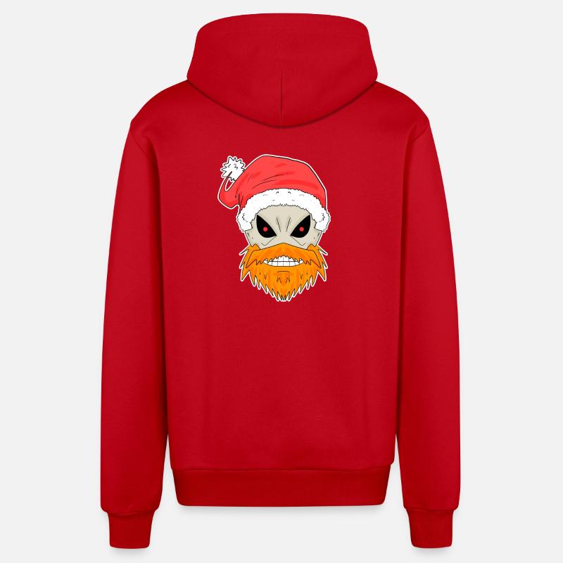 Crâne de Père Noël - Veste à capuche bio décontractée fabriquée en UE - rouge