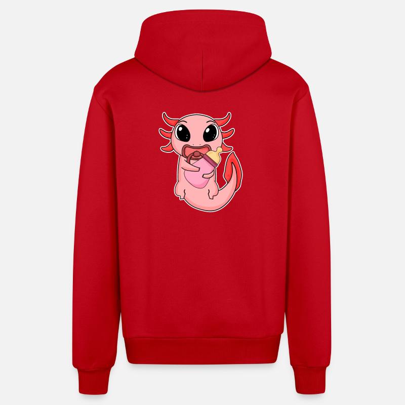 Motif d’axolotl bébé - Veste à capuche bio décontractée fabriquée en UE - rouge