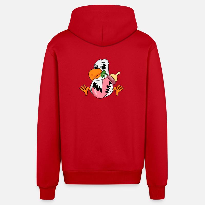 Motif de mouette bébé - Veste à capuche bio décontractée fabriquée en UE - rouge