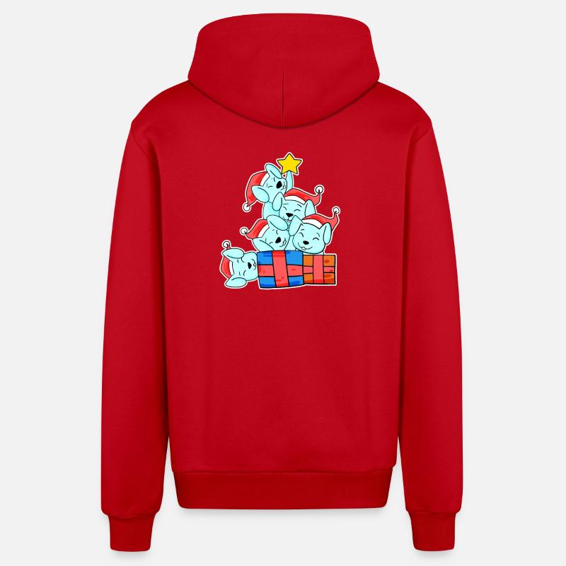 Lapin Arbre de Noël Noël - Veste à capuche bio décontractée fabriquée en UE - rouge