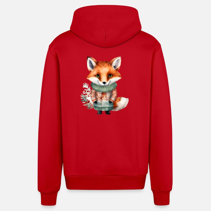 Winterfuchs im Pullover - Organic Relaxed Kapuzenjacke Made in EU - Rot
