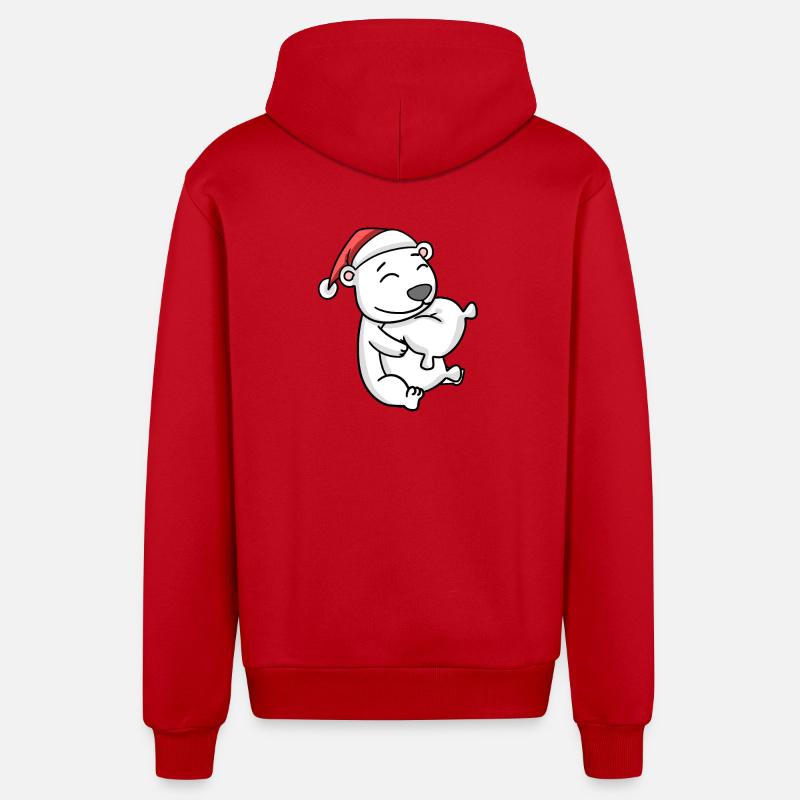 Ours blanc - Veste à capuche bio décontractée fabriquée en UE - rouge