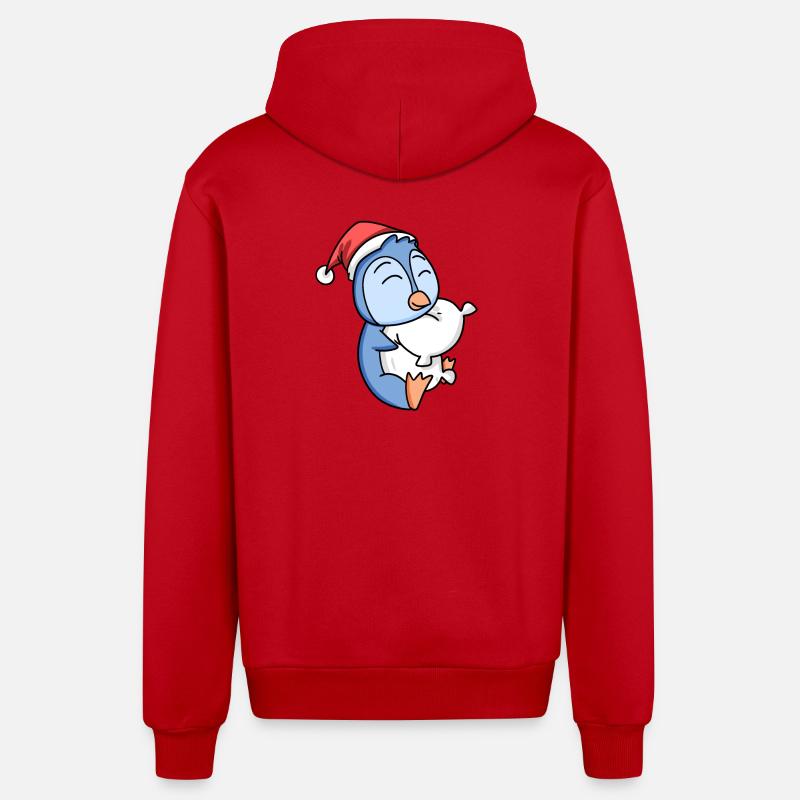Pingouin Mignon Fatigué Noël - Veste à capuche bio décontractée fabriquée en UE - rouge