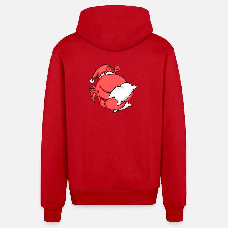 Crabe Mignon Fatigué Noël - Veste à capuche bio décontractée fabriquée en UE - rouge