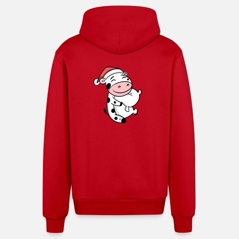 Vache Mignon Fatigué Noël - Veste à capuche bio décontractée fabriquée en UE - rouge