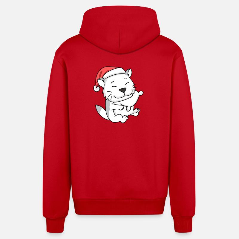 Chat Mignon Burmilla Fatigué Noël - Veste à capuche bio décontractée fabriquée en UE - rouge