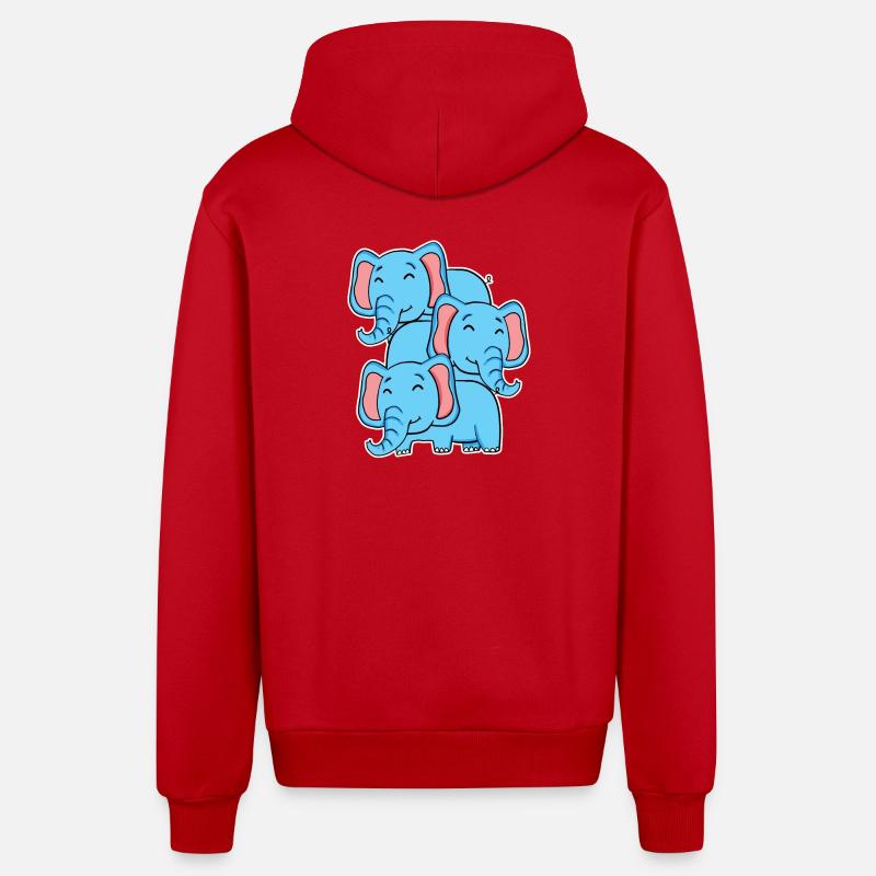 Éléphant mignon - Motif d’éléphant - Veste à capuche bio décontractée fabriquée en UE - rouge