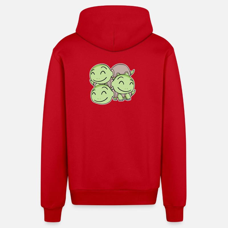 Motif de tortue - Veste à capuche bio décontractée fabriquée en UE - rouge