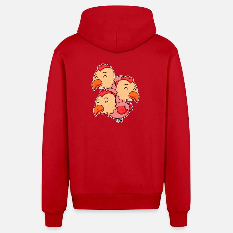 Poulets mignons - Motif de poulet - Veste à capuche bio décontractée fabriquée en UE - rouge