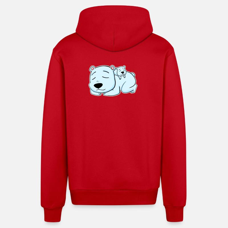 Famille d’ours - Ours avec bébé - Veste à capuche bio décontractée fabriquée en UE - rouge