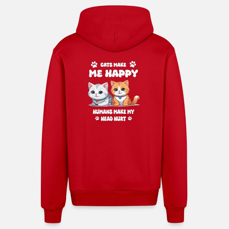 Les chats me rendent heureuse... - Veste à capuche bio décontractée fabriquée en UE - rouge
