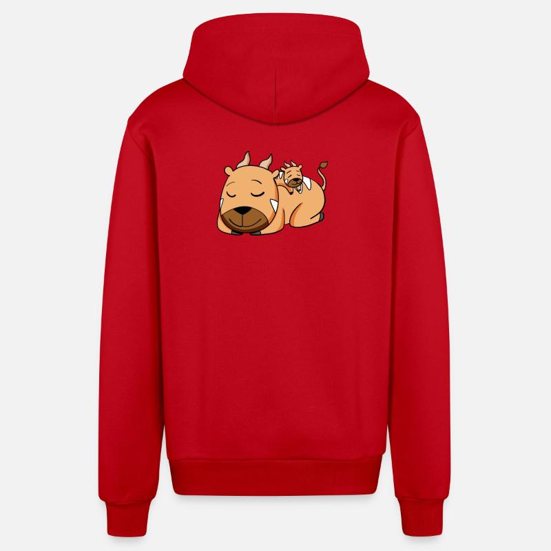Famille d’antilopes - Antilope avec bébé - Veste à capuche bio décontractée fabriquée en UE - rouge