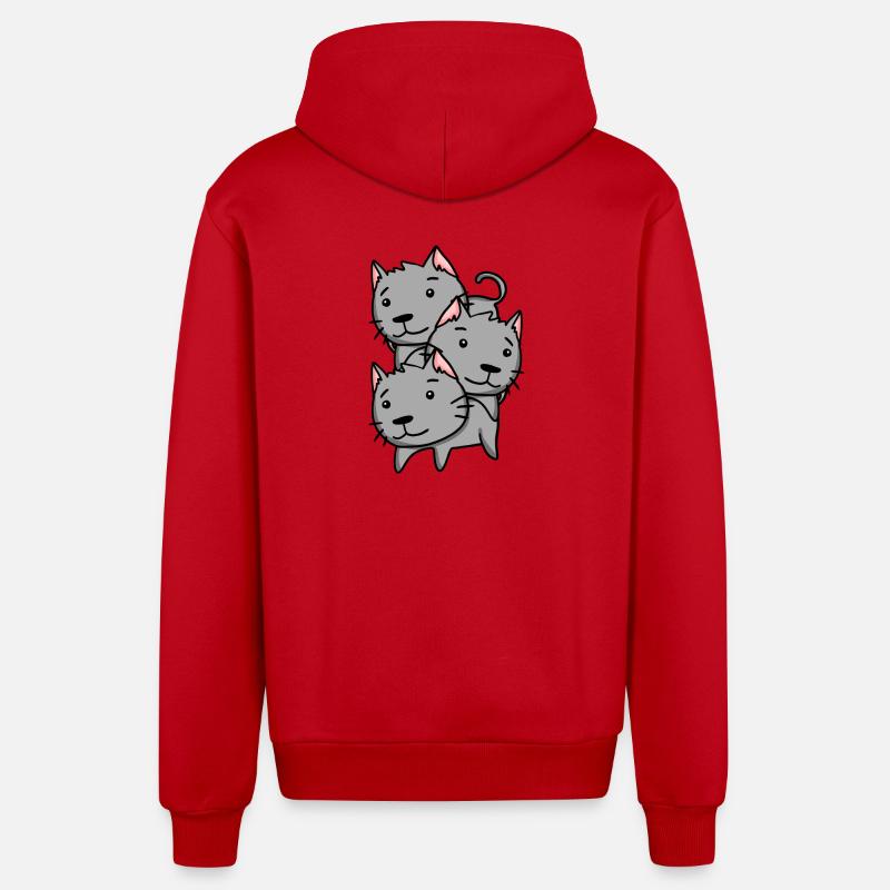 Chats - Veste à capuche bio décontractée fabriquée en UE - rouge