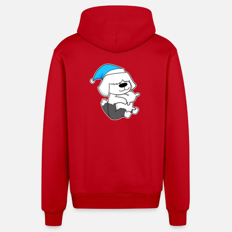 Dormir, Fatigue, Chien - Veste à capuche bio décontractée fabriquée en UE - rouge