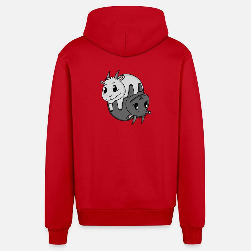 Signe Yin Yang Chèvre - Veste à capuche bio décontractée fabriquée en UE - rouge