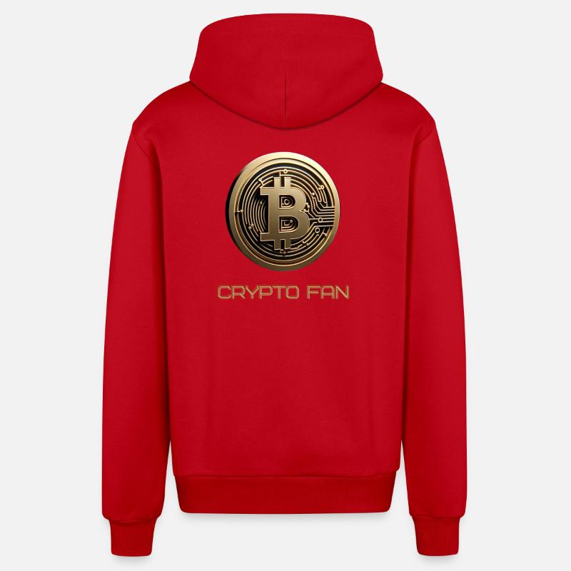 Bitcoin 3D Kryptowährung - Organic Relaxed Kapuzenjacke Made in EU - Rot