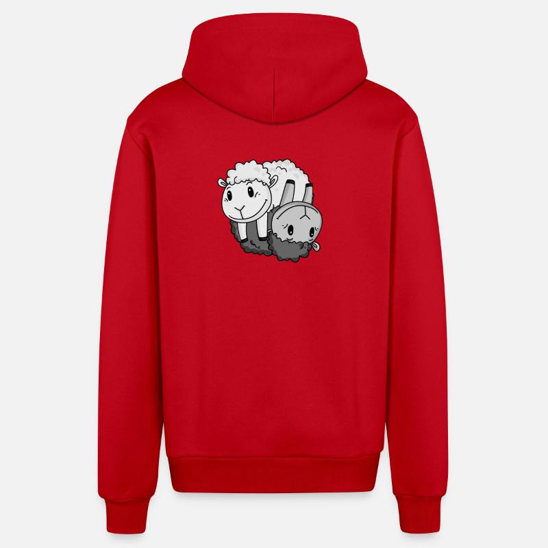 Mouton de signe Yin Yang - Veste à capuche bio décontractée fabriquée en UE - rouge