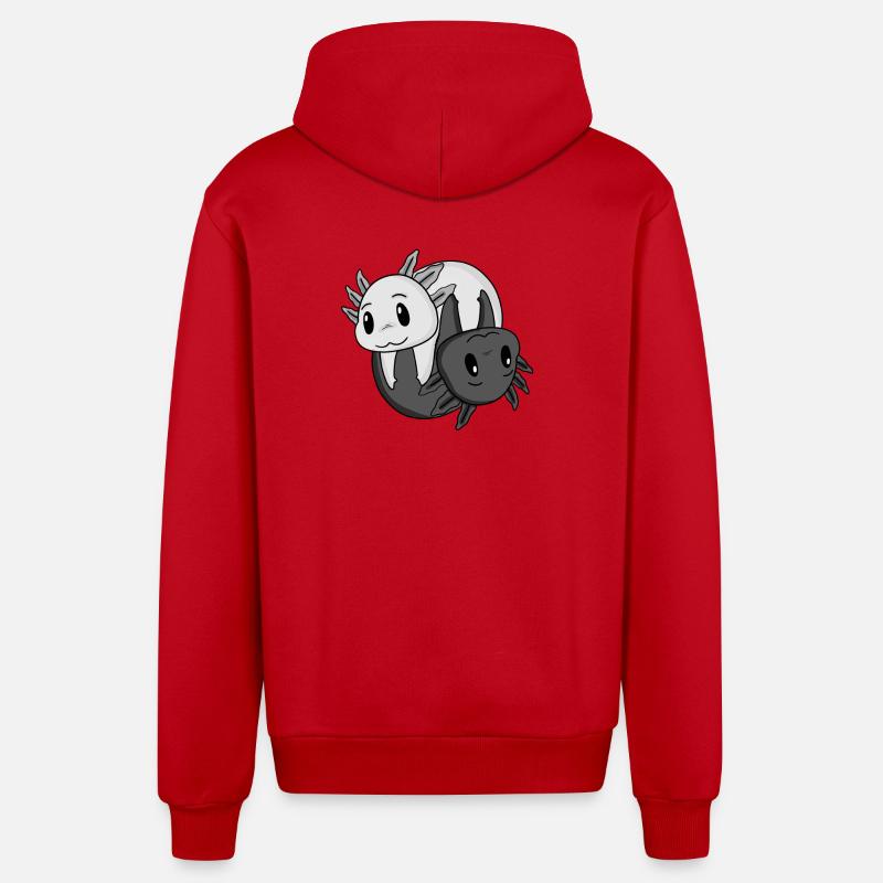 Signe Yin Yang Axolotl - Veste à capuche bio décontractée fabriquée en UE - rouge