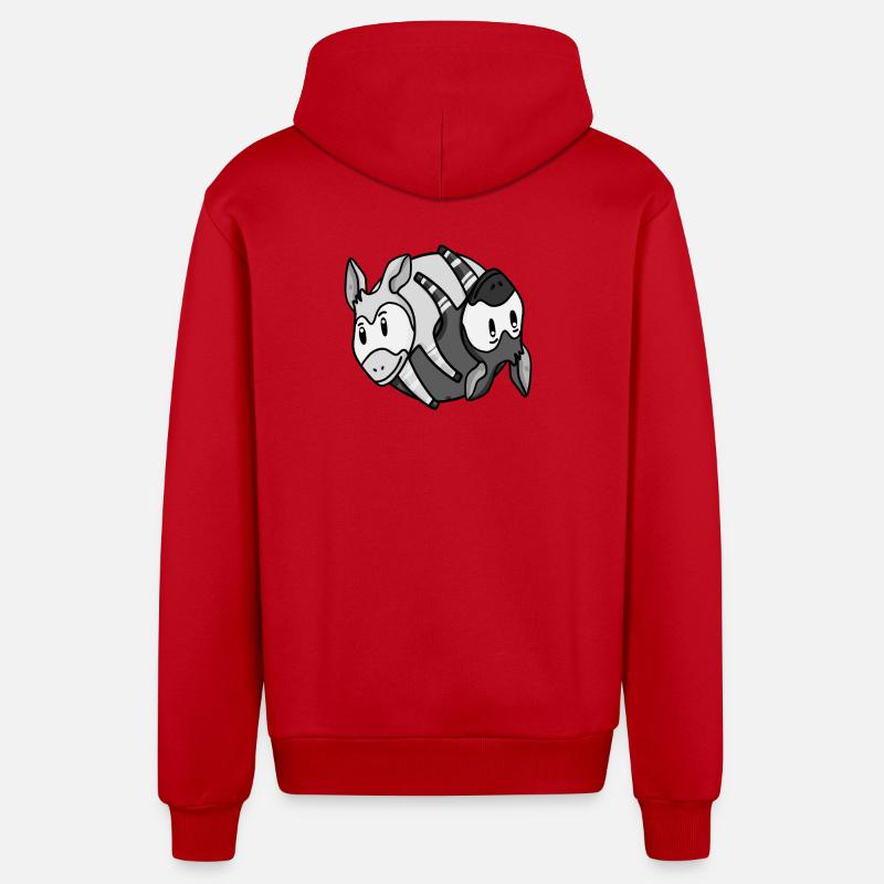 Yin Yang Okapi - Organic Relaxed Hooded Jacket Made in EU - red