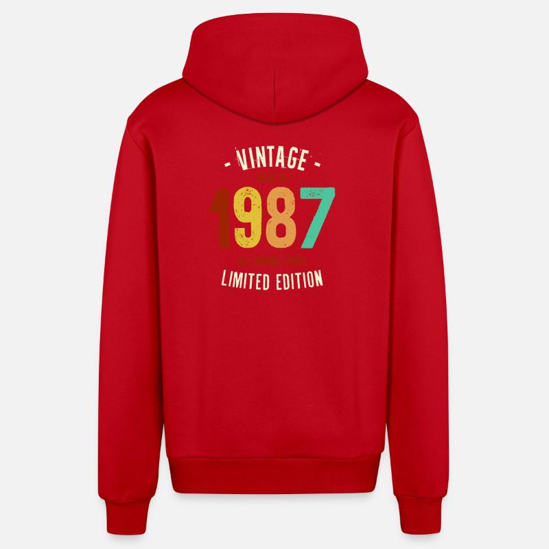 Millésime 1987 Edition Limitée - Veste à capuche bio décontractée fabriquée en UE - rouge
