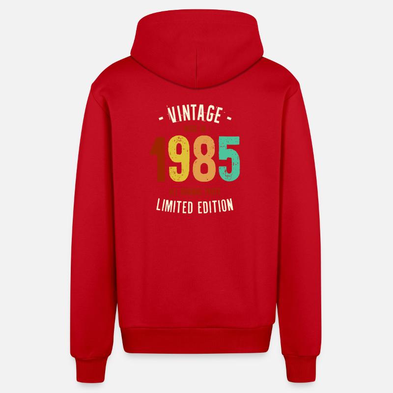 Millésime 1985 Edition Limitée - Veste à capuche bio décontractée fabriquée en UE - rouge